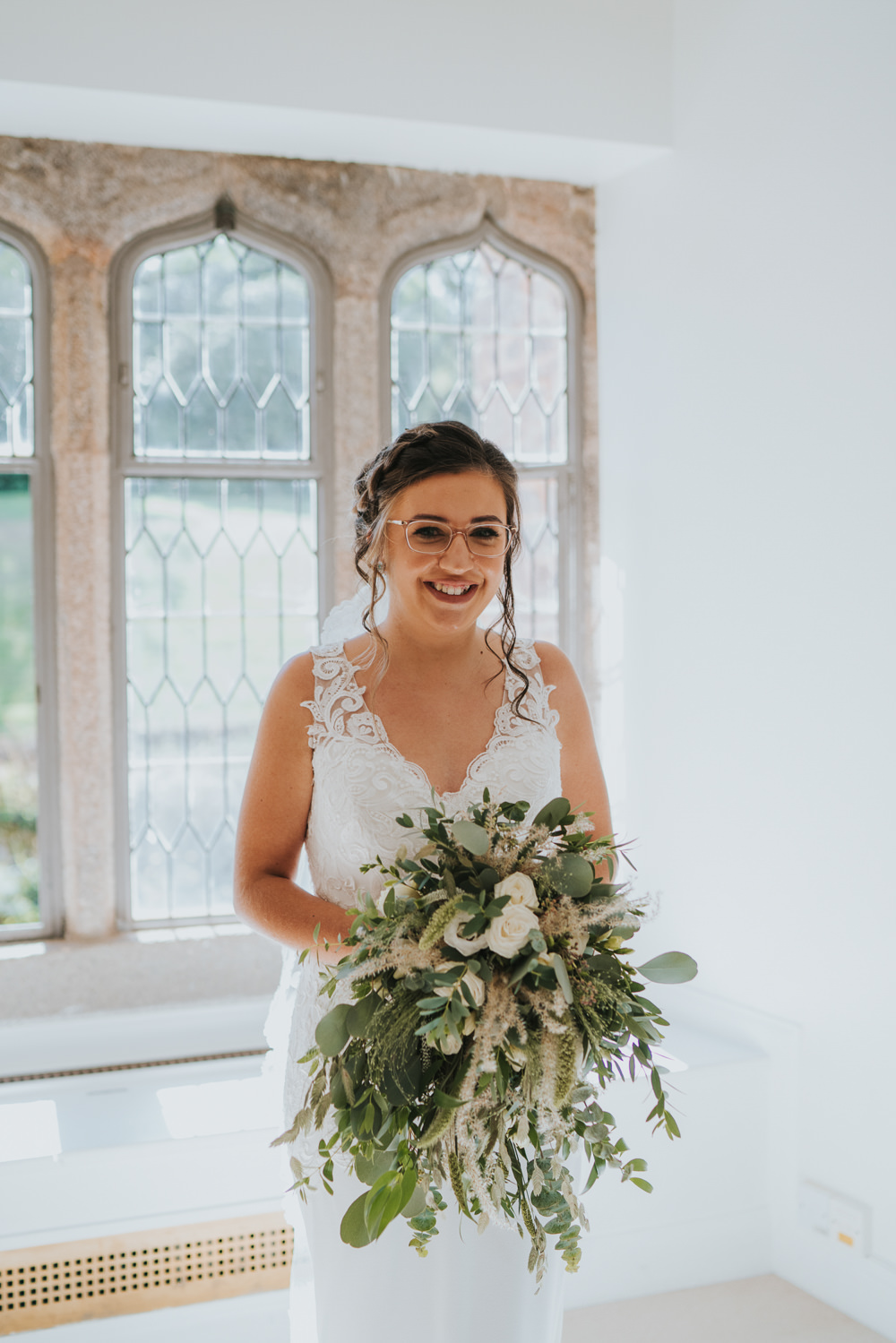 Large Greenery Bouquet Bride Orangery Mount Edgcumbe Wedding Grace Elizabeth Photography