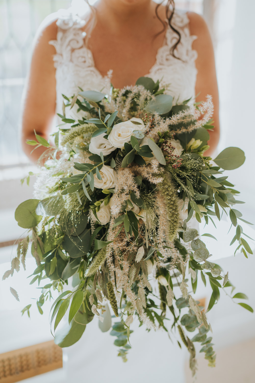 Large Greenery Bouquet Bride Orangery Mount Edgcumbe Wedding Grace Elizabeth Photography