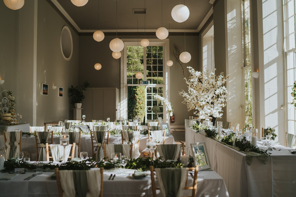 Green White Decor Reception Orangery Mount Edgcumbe Wedding Grace Elizabeth Photography