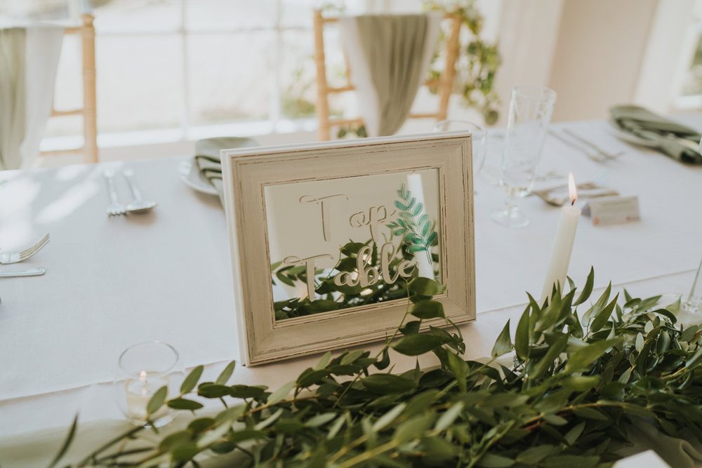 Table Number Mirror Sign Orangery Mount Edgcumbe Wedding Grace Elizabeth Photography