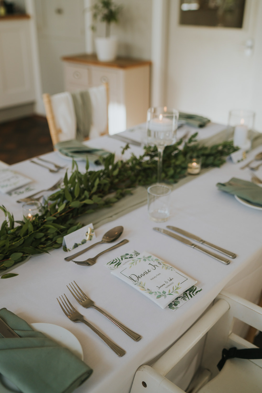 Table Decor Greenery Garland Orangery Mount Edgcumbe Wedding Grace Elizabeth Photography