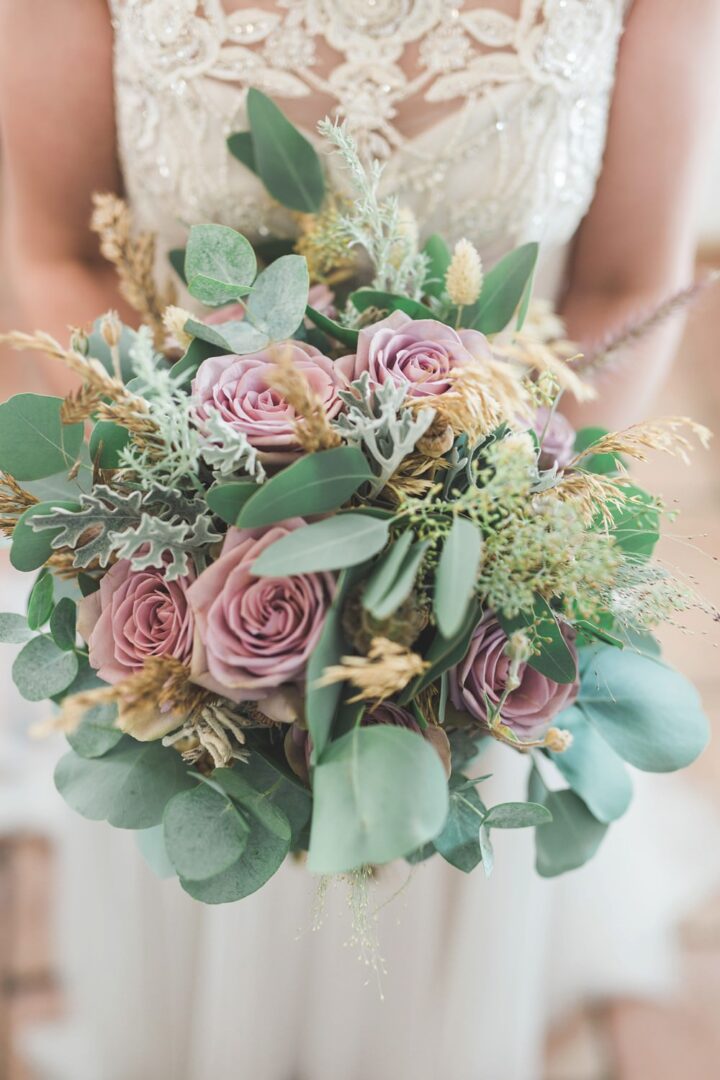Pink Rose Eucalyptus Bridal Bouquet Design Milkbottle Photography