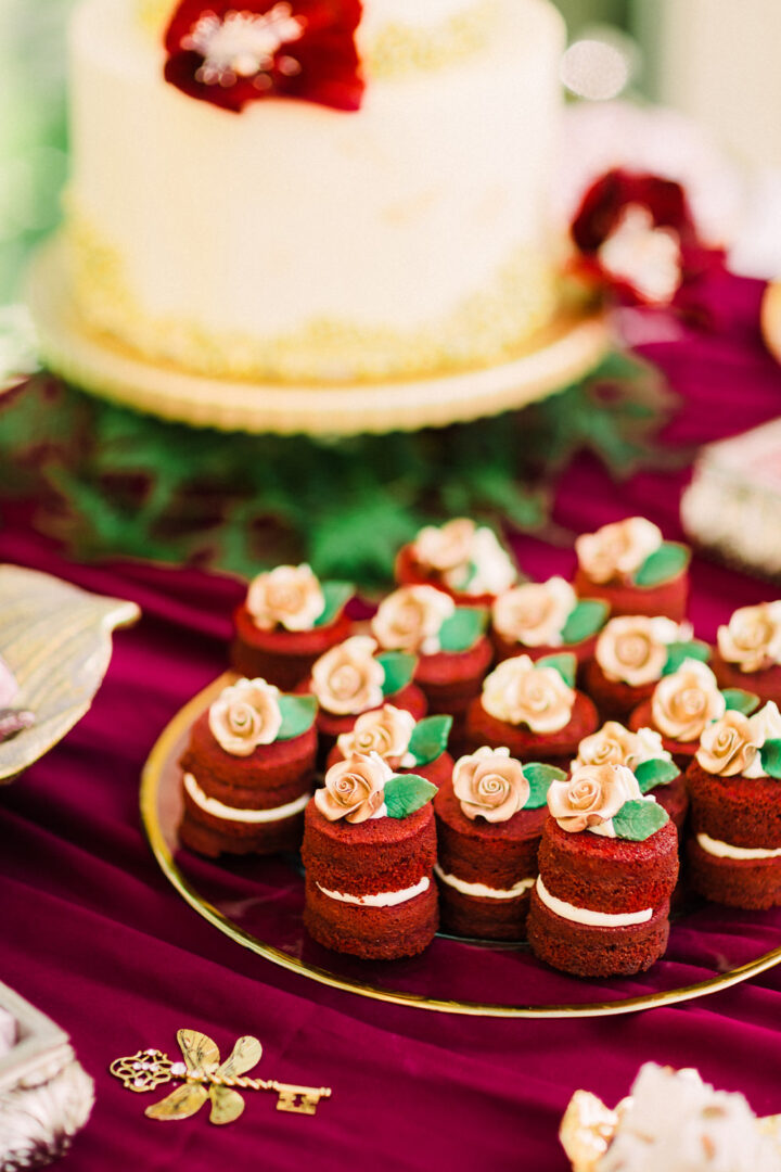 Red Velvet Flower Wedding Cupcakes Sanshine Photography