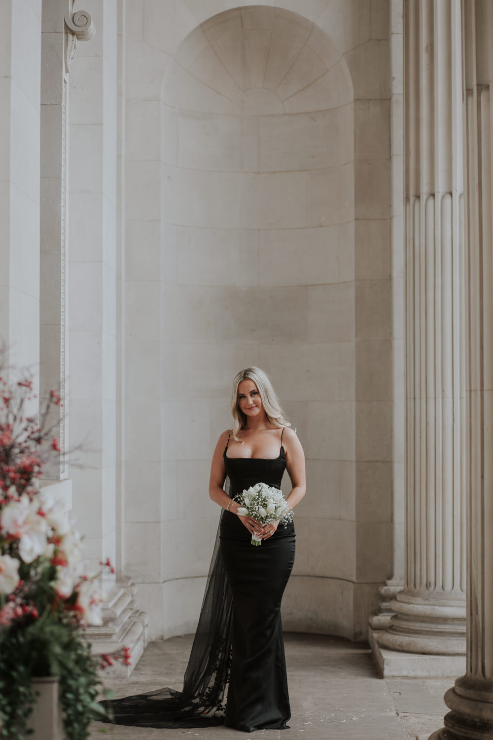 Bride Black Dress Veil Royal Oak Marylebone Wedding Grace Pham Photography
