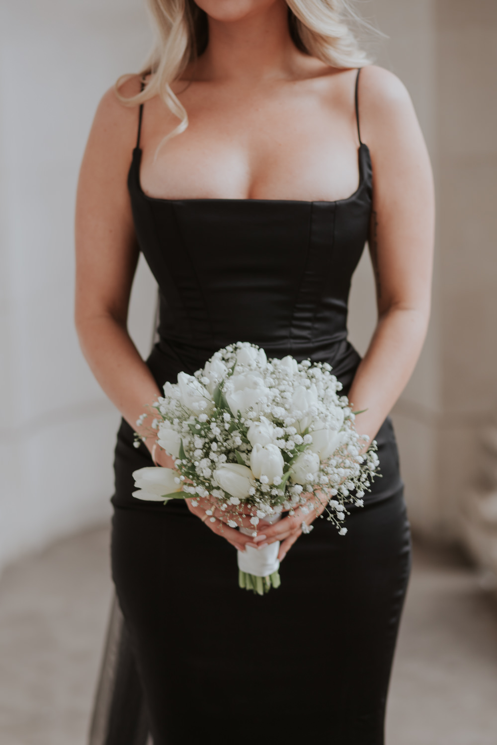 Bouquet Flowers White Tulip Gypsophila Royal Oak Marylebone Wedding Grace Pham Photography