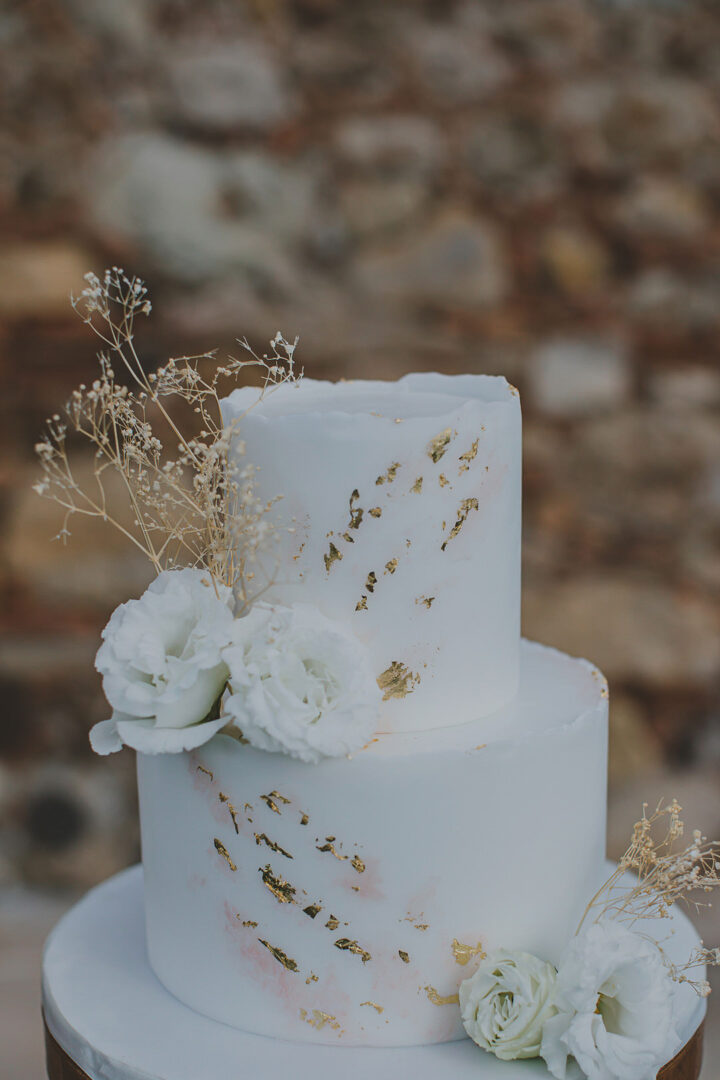 Two Tier Wedding Cake Gold Leaf Sofia Balli