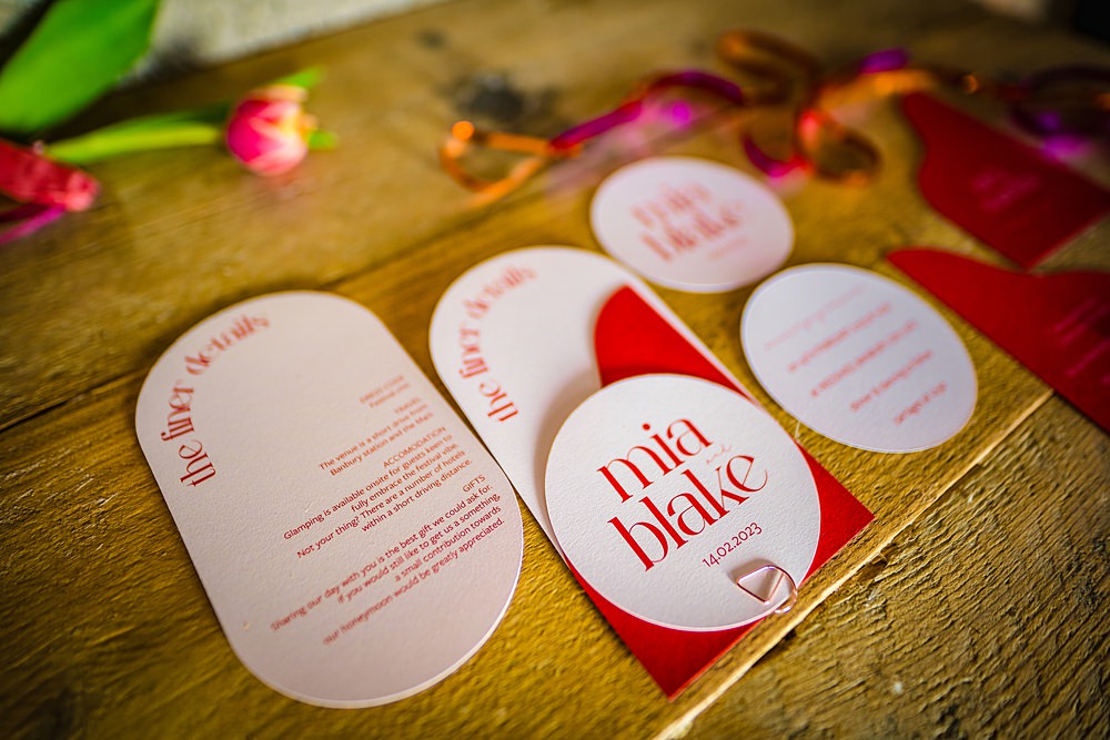 Stationery Curved Round Red Pink Invites WedShed Wedding Ideas Photography By Vicki