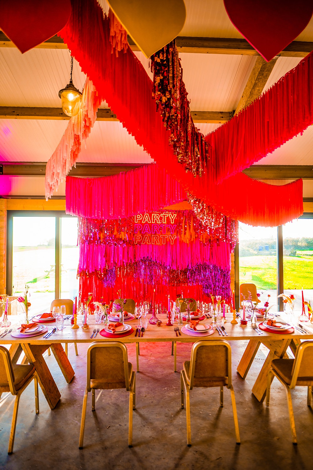 Streamers Hearts Reception Decor WedShed Wedding Ideas Photography By Vicki