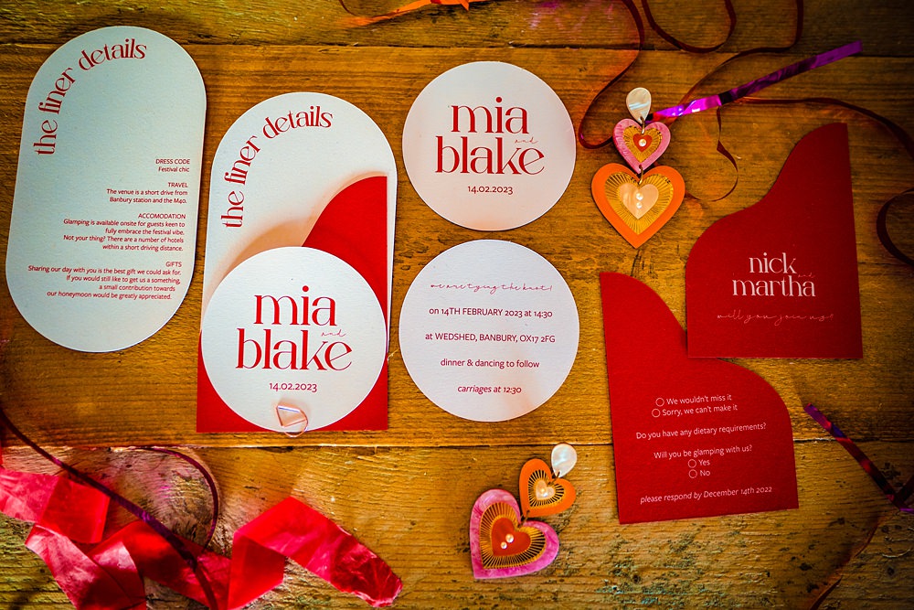 Stationery Curved Round Red Pink Invites WedShed Wedding Ideas Photography By Vicki