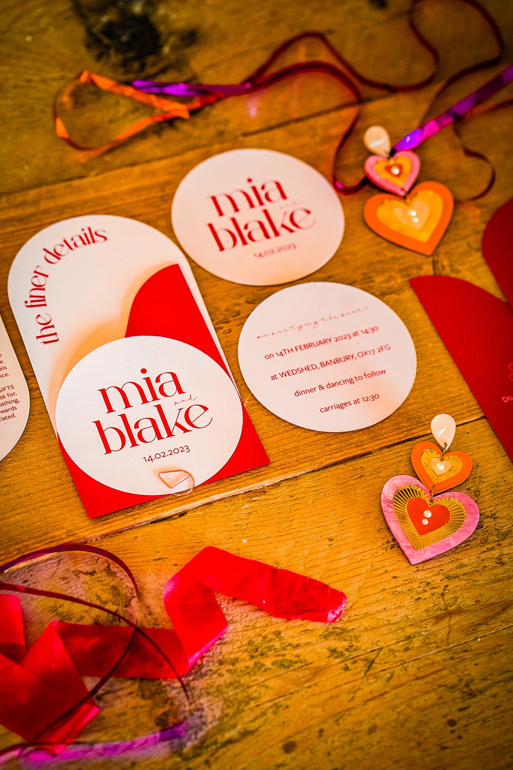 Stationery Curved Round Red Pink Invites WedShed Wedding Ideas Photography By Vicki