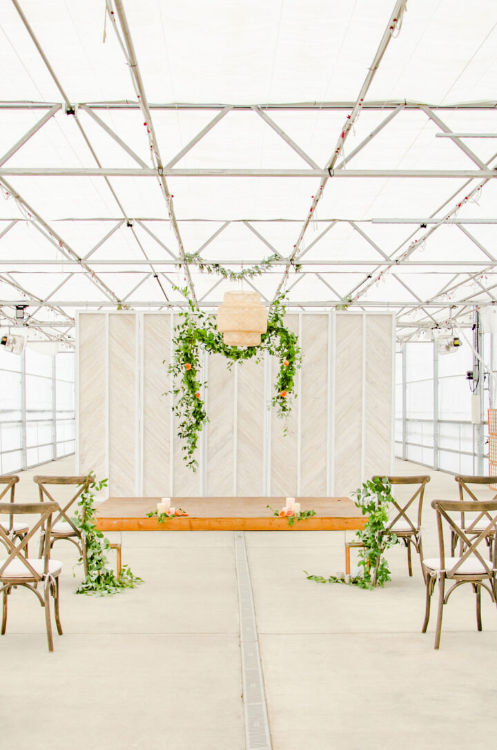Wedding Aisle Ceremony Decoration Greenery Swag Pearls & Pines Photography