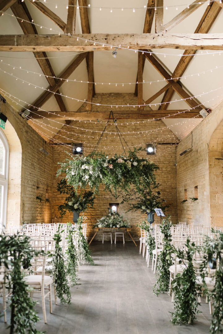 Wedding Aisle Decor Greenery Hoop Danielle Smith Photography