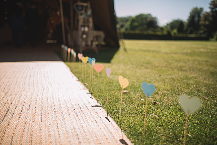 Wedding Aisle Decor Hearts Sticks Lucie Watson Photography