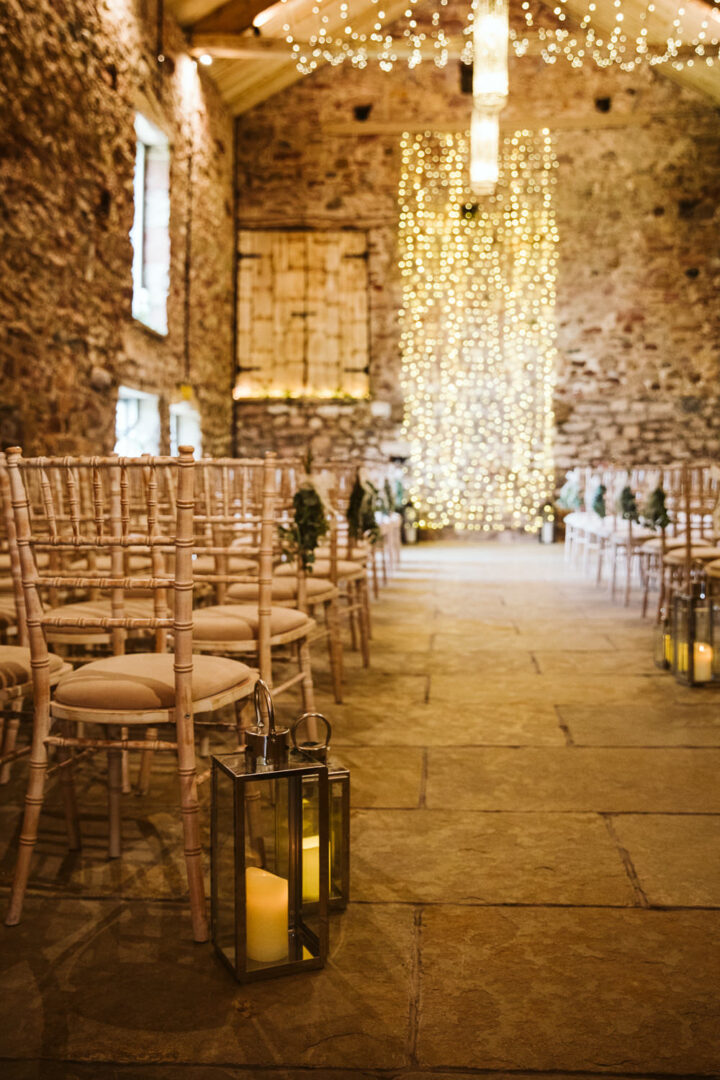Wedding Aisle Decor Lighting Barn Margarita Hope Photography