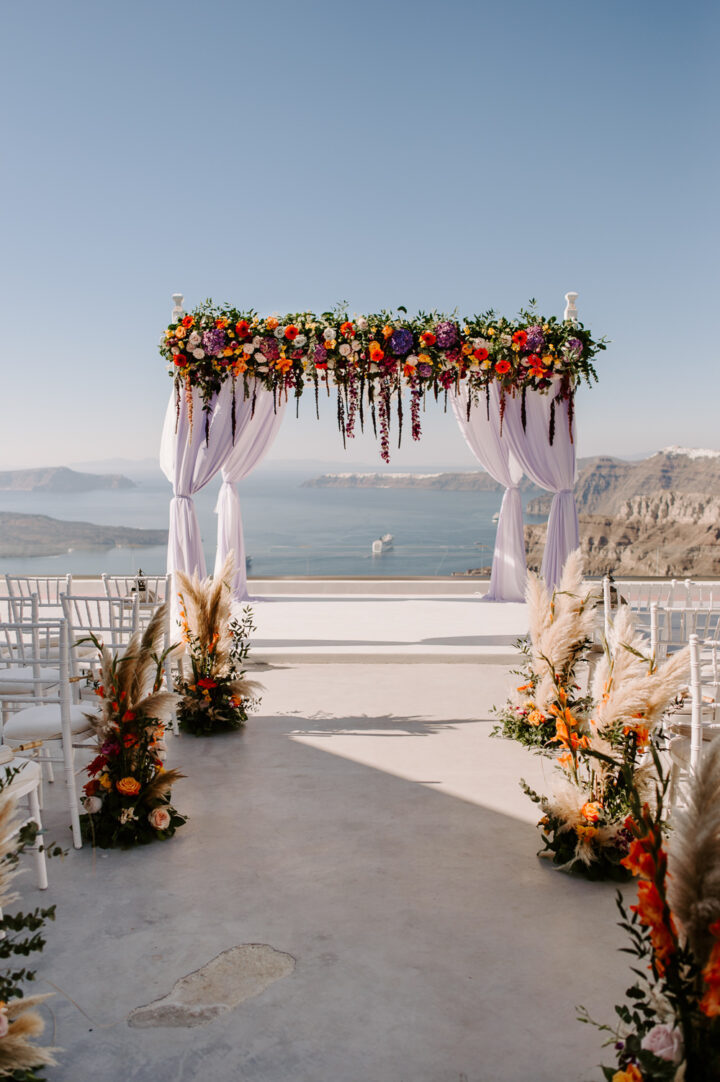 Wedding Ceremony Decor Sea View Flowers Phosart Photography Cinematography