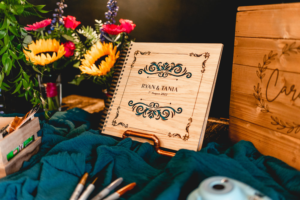Wooden Guest Book Woodlands Hothorpe Wedding Lisa Carpenter Photography