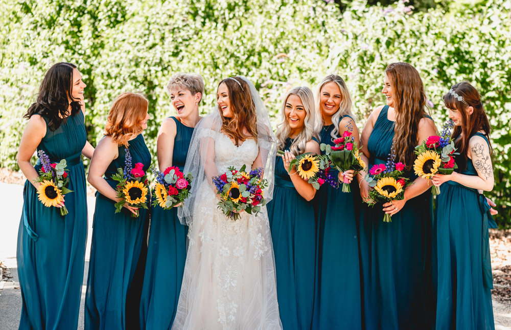 Teal Green Long Bridesmaid Dresses Woodlands Hothorpe Wedding Lisa Carpenter Photography