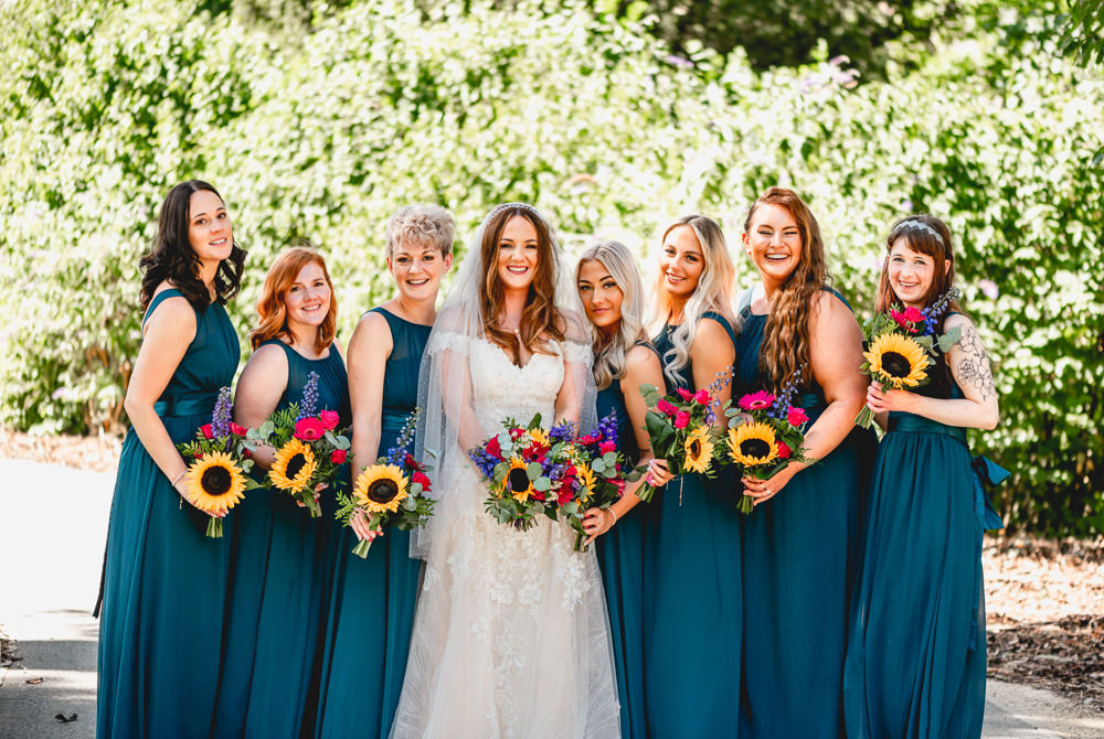 Teal Green Long Bridesmaid Dresse Woodlands Hothorpe Wedding Lisa Carpenter Photography