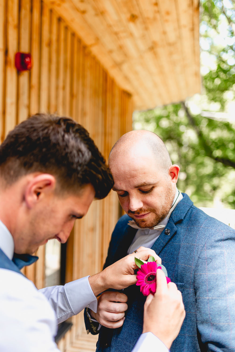 Gerbera Buttonhole Flowers Woodlands Hothorpe Wedding Lisa Carpenter Photography