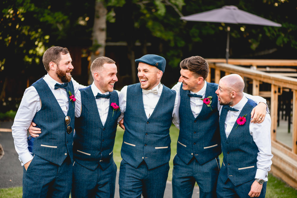 Groom Groomsmen Navy Waistcoats Woodlands Hothorpe Wedding Lisa Carpenter Photography