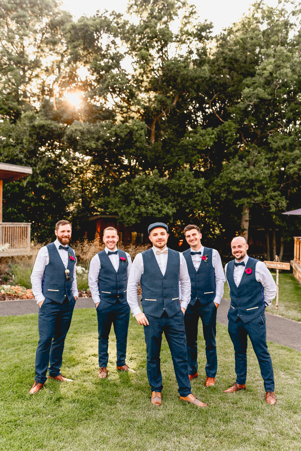 Groom Groomsmen Navy Waistcoats Woodlands Hothorpe Wedding Lisa Carpenter Photography