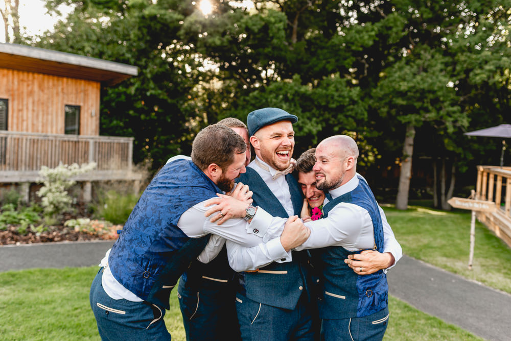 Groom Groomsmen Navy Waistcoats Woodlands Hothorpe Wedding Lisa Carpenter Photography
