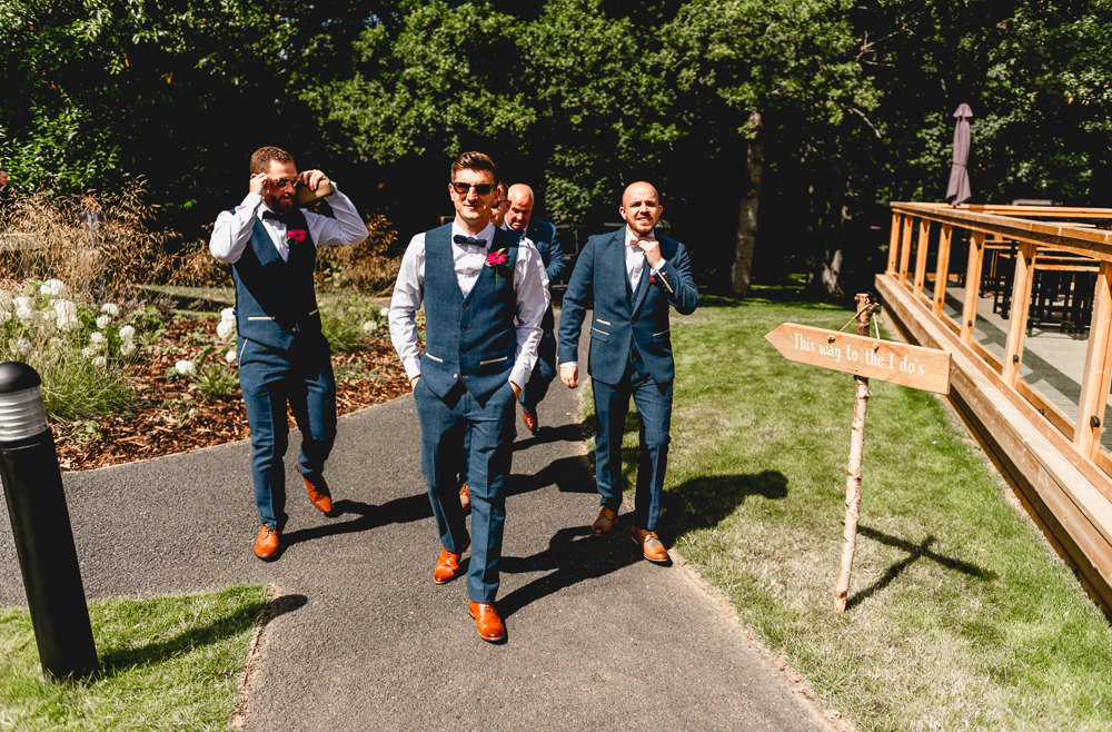 Groom Groomsmen Navy Waistcoats Hat Woodlands Hothorpe Wedding Lisa Carpenter Photography