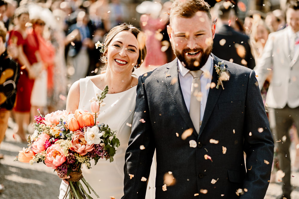 Confetti Throw Woolas Barn Wedding Hayley Baxter Photography