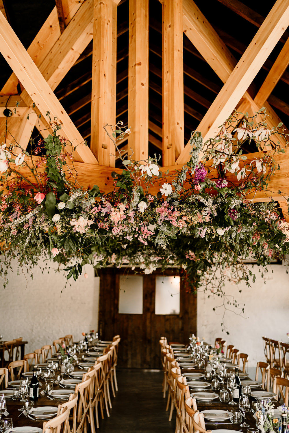 Flower Hanging Decor Spring Woolas Barn Wedding Hayley Baxter Photography
