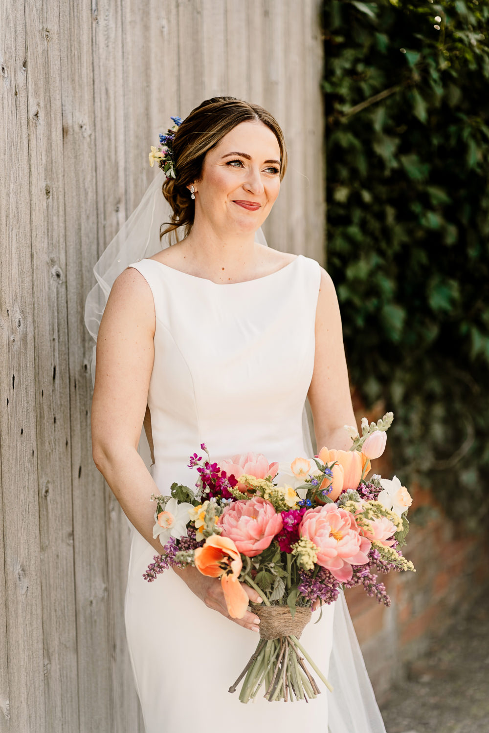 Dress Gown Bride Straps Illusion Back Rachael Allen Woolas Barn Wedding Hayley Baxter Photography