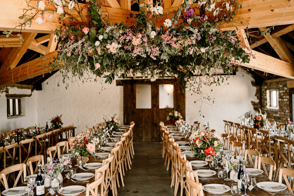 Flower Hanging Decor Spring Woolas Barn Wedding Hayley Baxter Photography