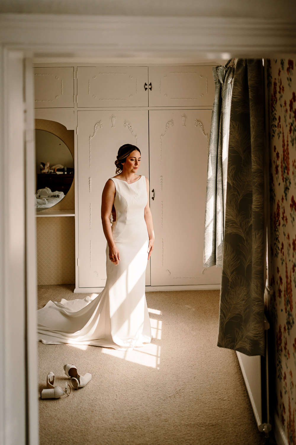 Dress Gown Bride Straps Illusion Back Rachael Allen Woolas Barn Wedding Hayley Baxter Photography