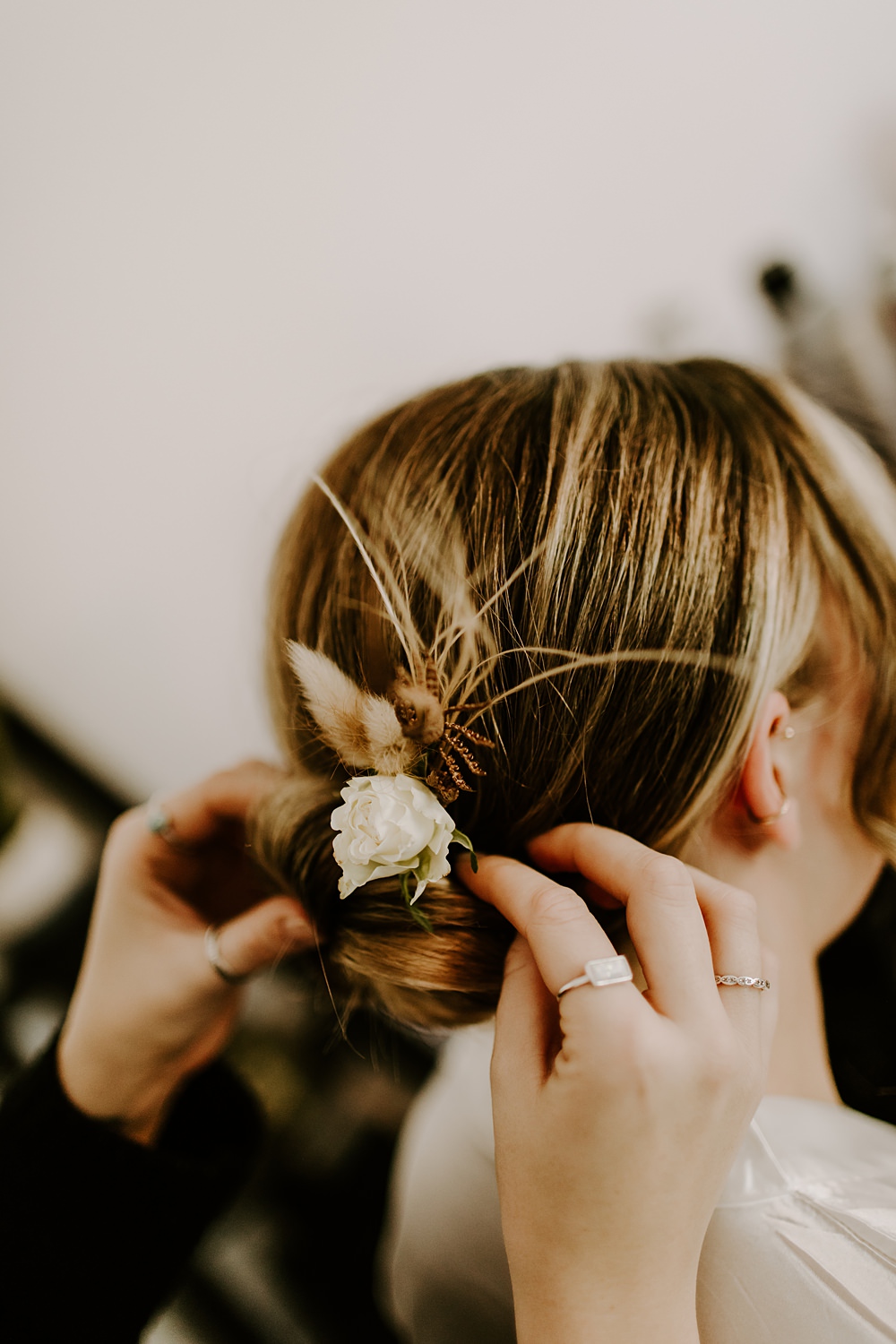 Burnt Orange Wedding Sian Hall Photography Bridal Hairstyle Bun Flowers