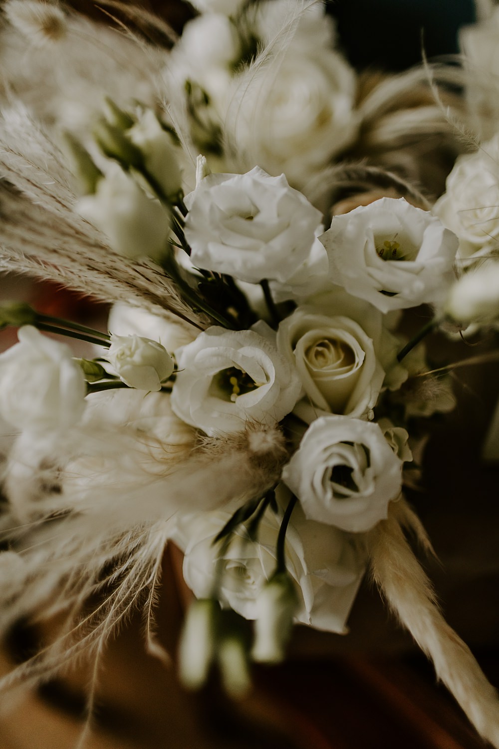 Bouquet Flowers Bridal Grass White Burnt Orange Wedding Sian Hall Photography