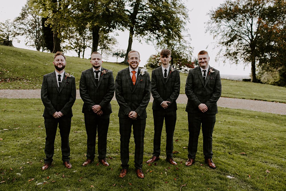 Groom Groomsmen Suits Ties Burnt Orange Wedding Sian Hall Photography