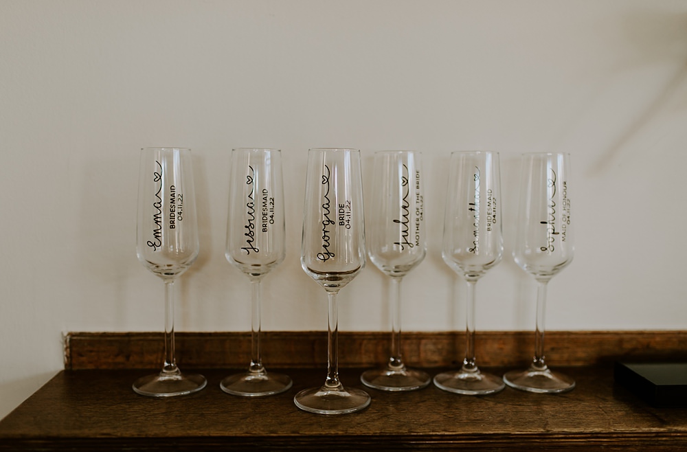 Bride Bridesmaid Glasses Burnt Orange Wedding Sian Hall Photography