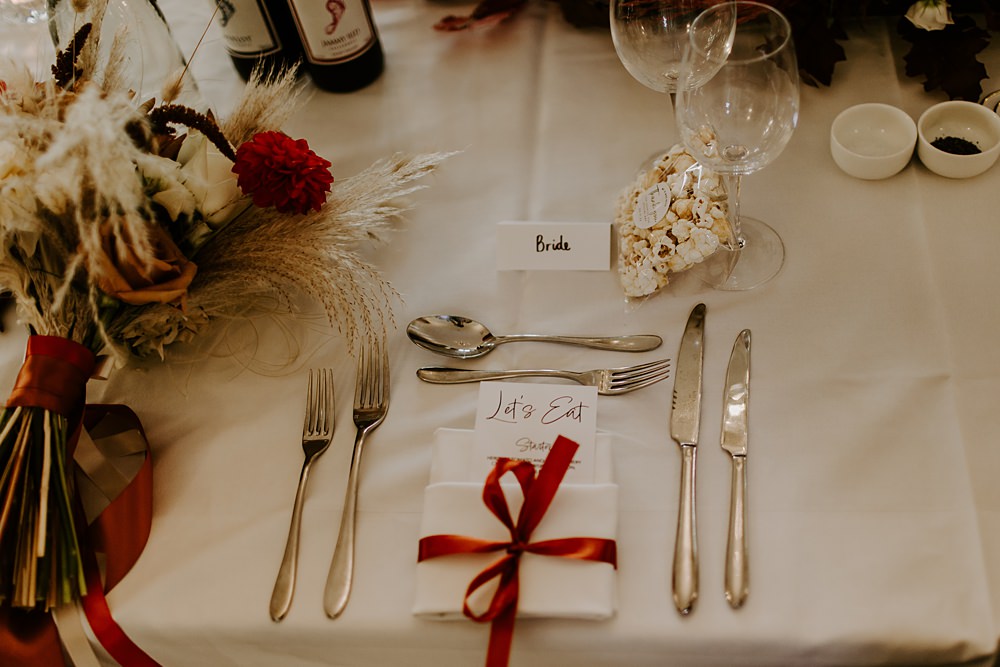 Place Setting Name Menu Burnt Orange Wedding Sian Hall Photography