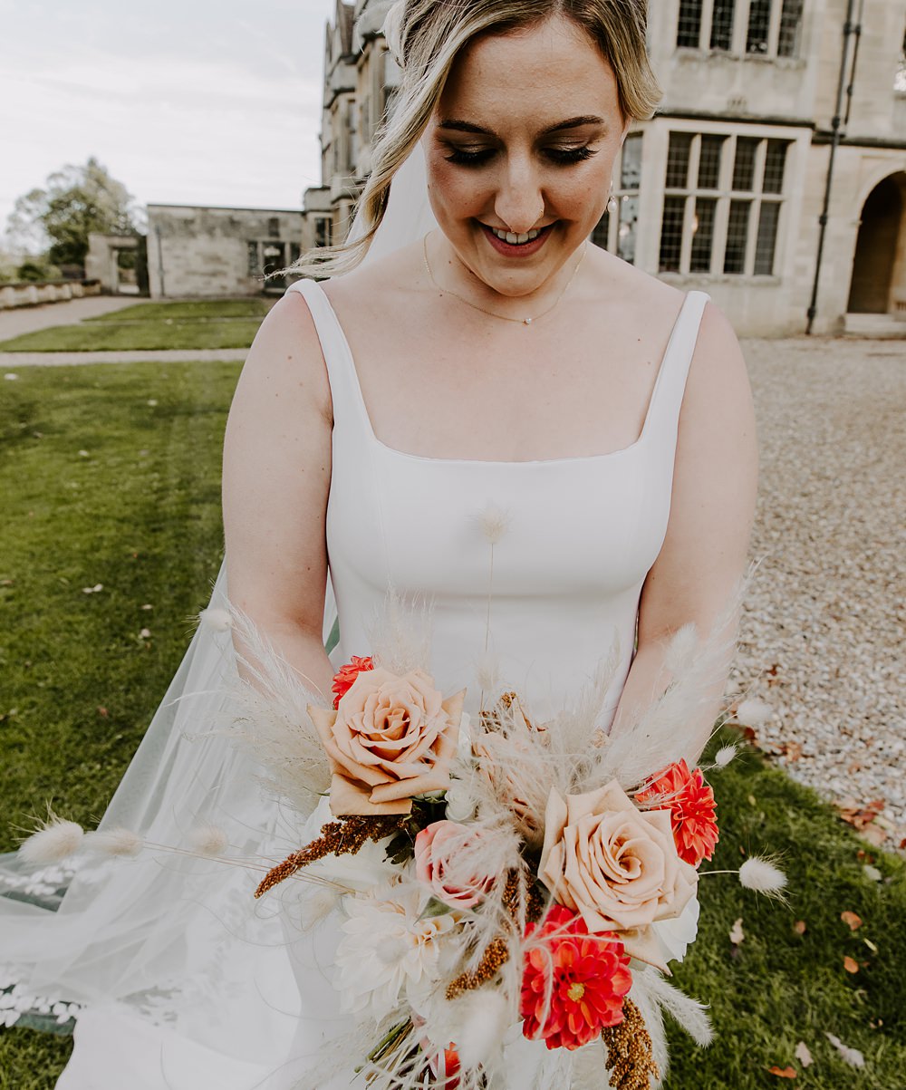 Bouquet Flowers Bridal Grass Dahlia Burnt Orange Wedding Sian Hall Photography