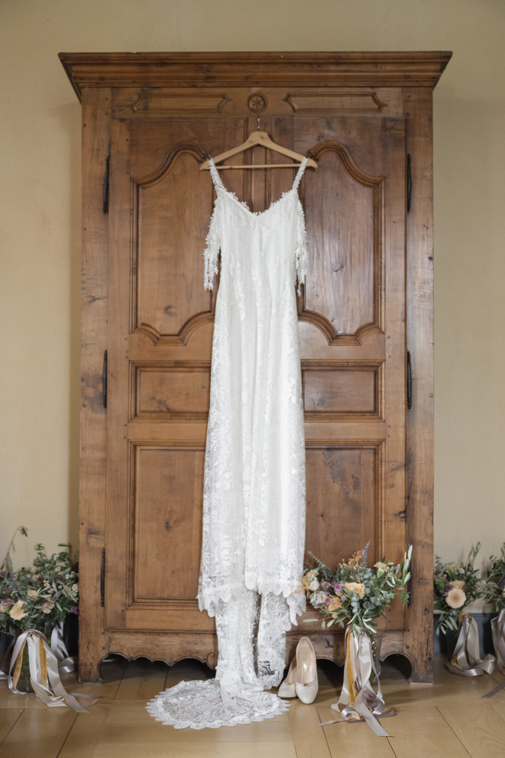 Grace Loves Lace Dress Bride Tassels Shot Flowers Wardrobe Chateau de Queille Wedding Award Weddings
