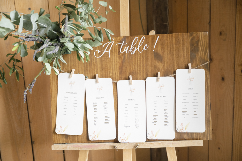 Wooden Table Plan Chateau de Queille Wedding Award Weddings