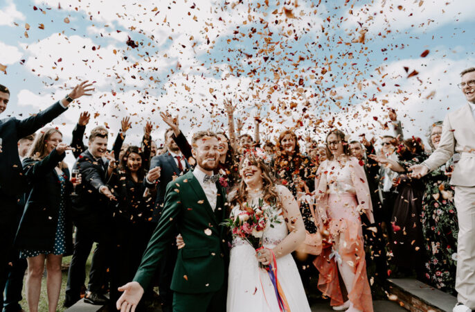 Confetti Throw Leicestershire Barn Wedding Gina Fernandes Photography