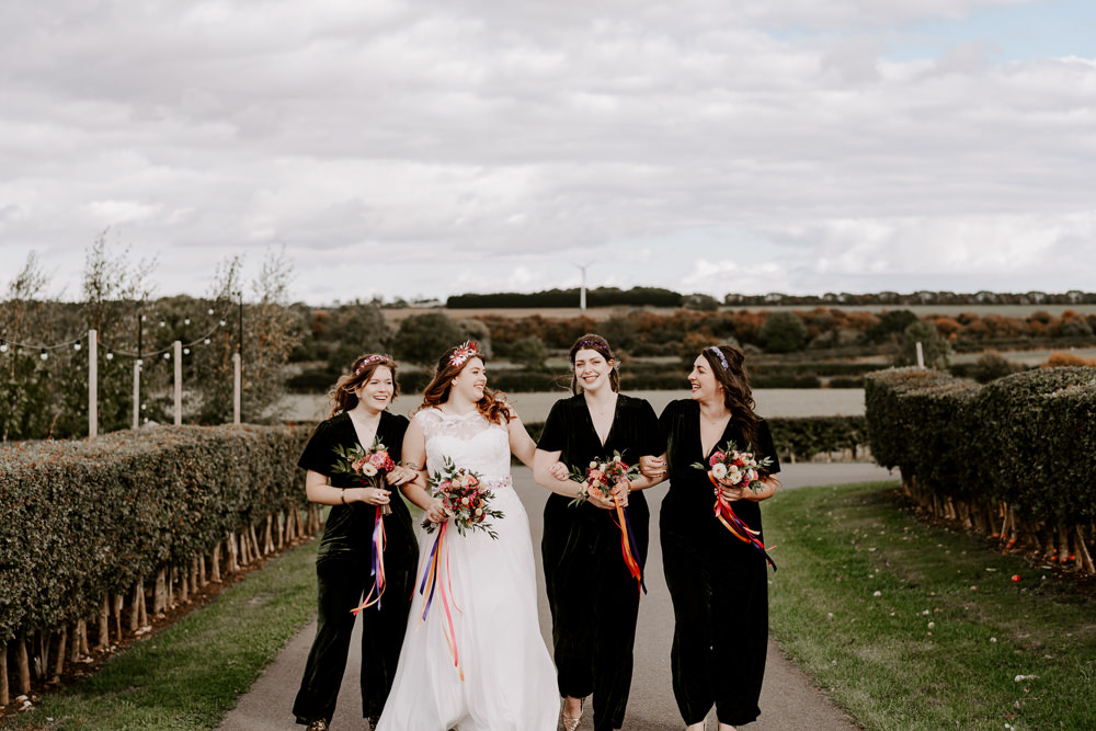Black Bridesmaids Jumpsuits Leicestershire Barn Wedding Gina Fernandes Photography