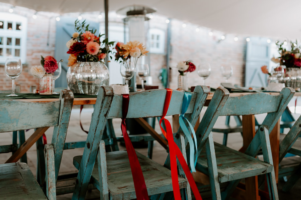 Chair Ribbons Leicestershire Barn Wedding Gina Fernandes Photography