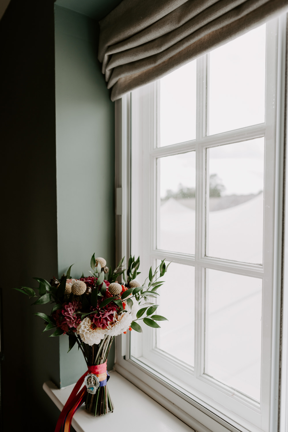 Bouquet Flowers Bride Dahlia Leicestershire Barn Wedding Gina Fernandes Photography