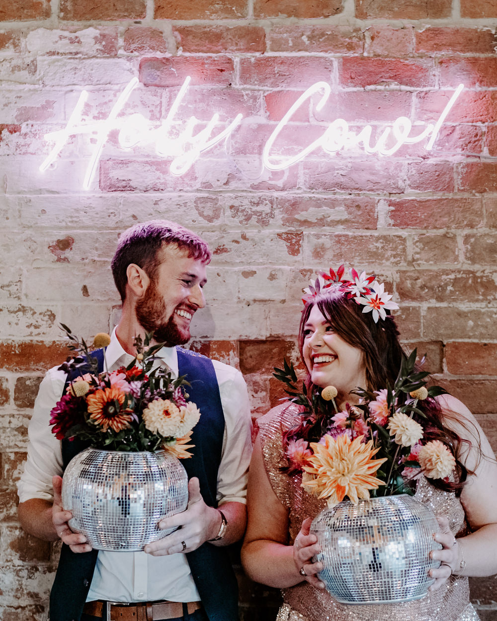 Disco Ball Flowers Leicestershire Barn Wedding Gina Fernandes Photography