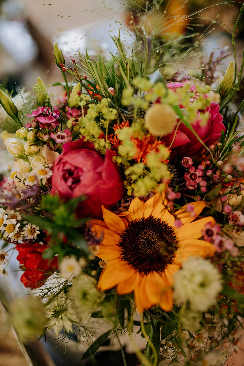 Low Osgoodby Grange Wedding Peter Hugo Photography Bouquet Flowers Summer Peony Sunflower Bridal