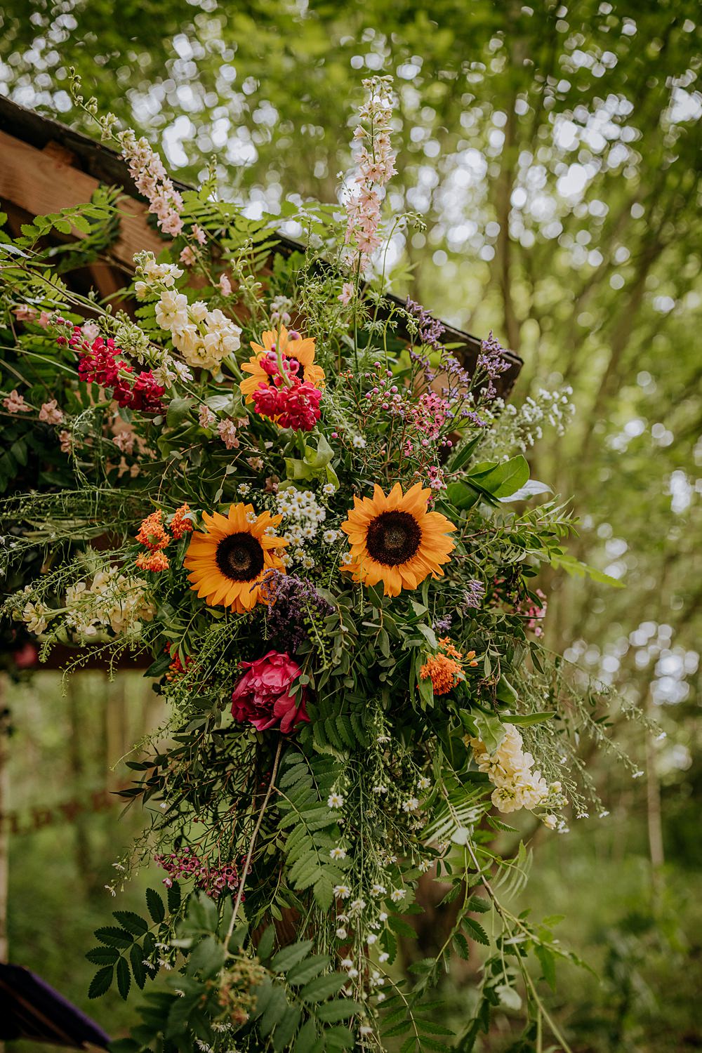 Flowers Summer Peony Sunflower Bridal Low Osgoodby Grange Wedding Peter Hugo Photography
