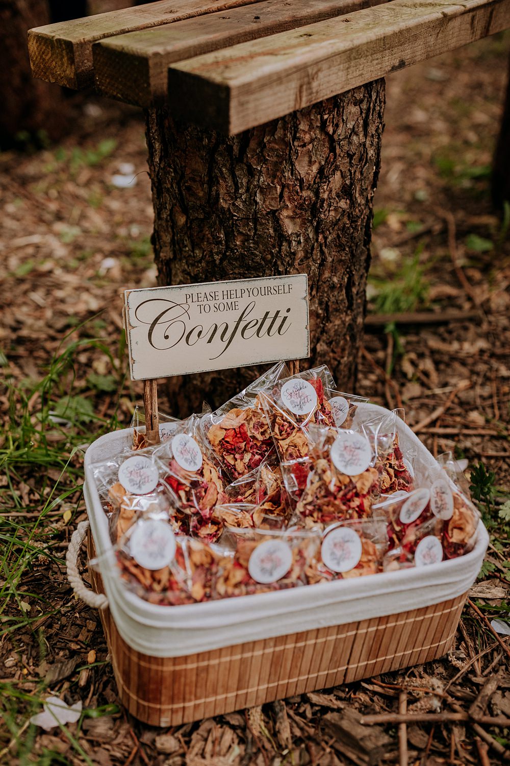 Confetti Hamper Basket Envelopes Low Osgoodby Grange Wedding Peter Hugo Photography