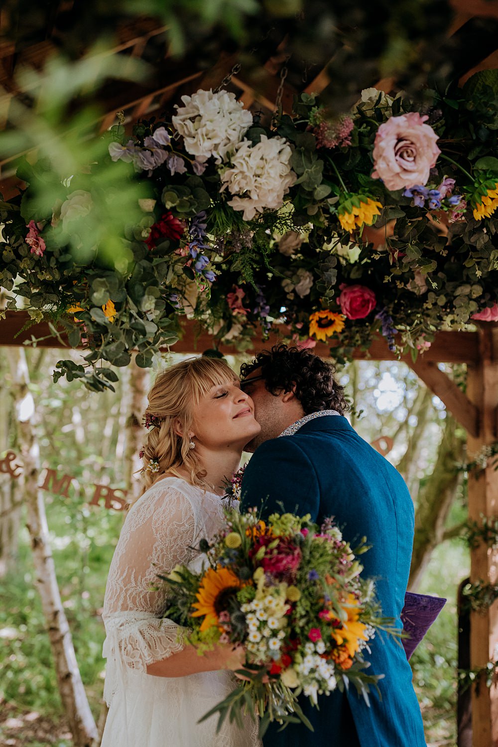 Ceremony Flowers Backdrop Arch Low Osgoodby Grange Wedding Peter Hugo Photography