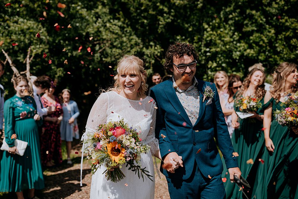 Confetti Throw Low Osgoodby Grange Wedding Peter Hugo Photography